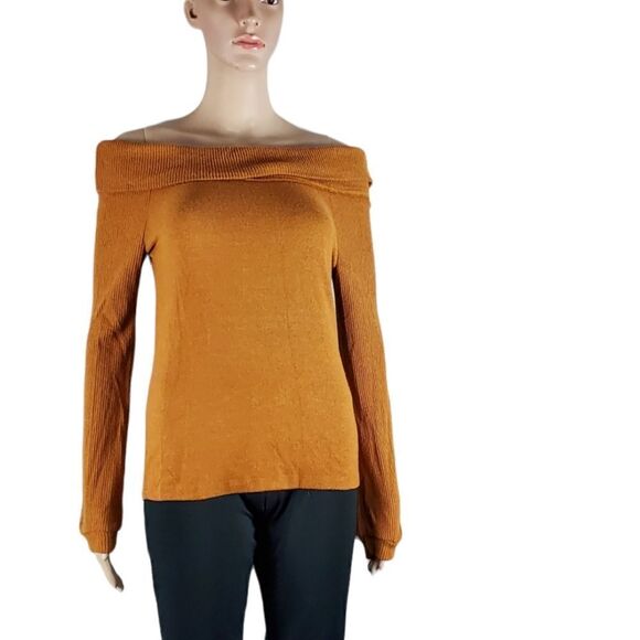 Peyton Jensen Sienna Brown Off-Shoulder Sweater - Picture 1 of 4